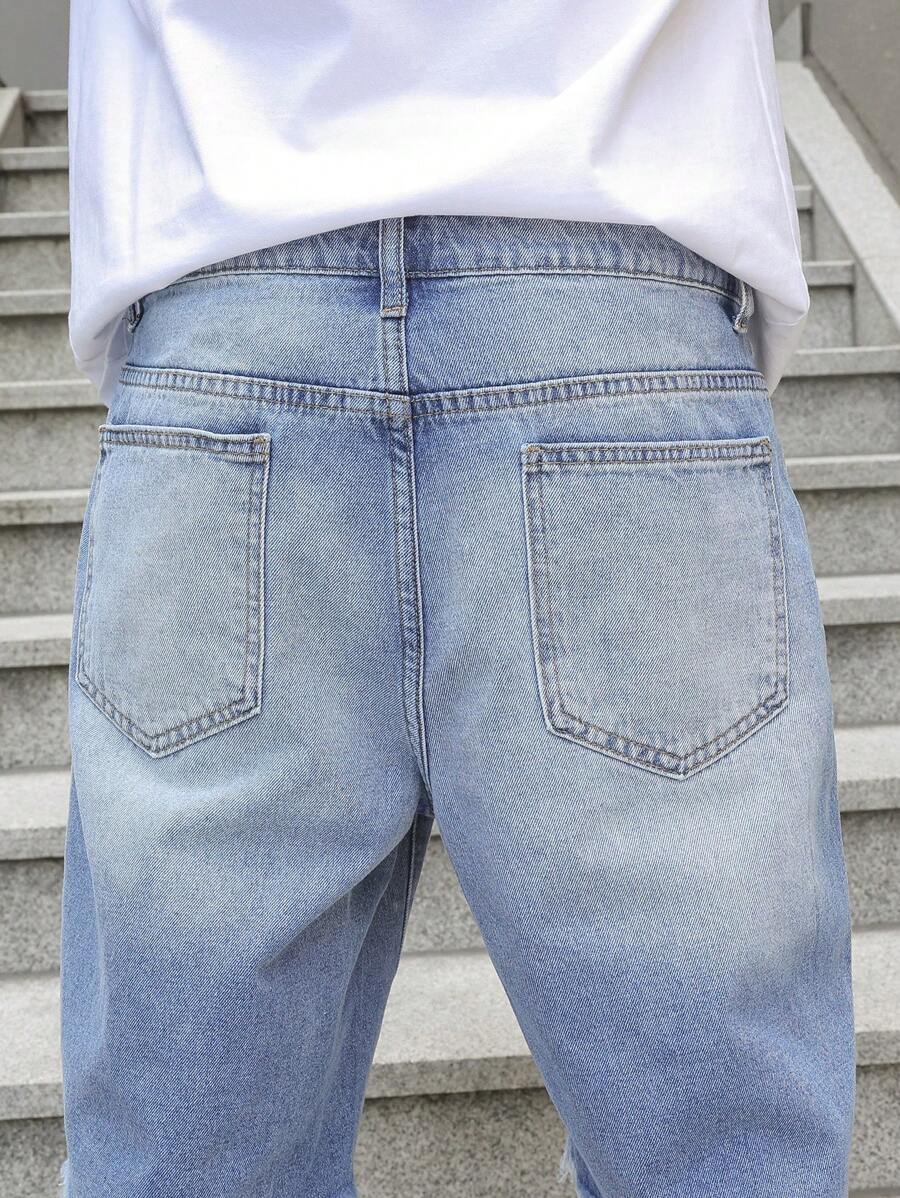 Men's Washed Distressed Denim Shorts