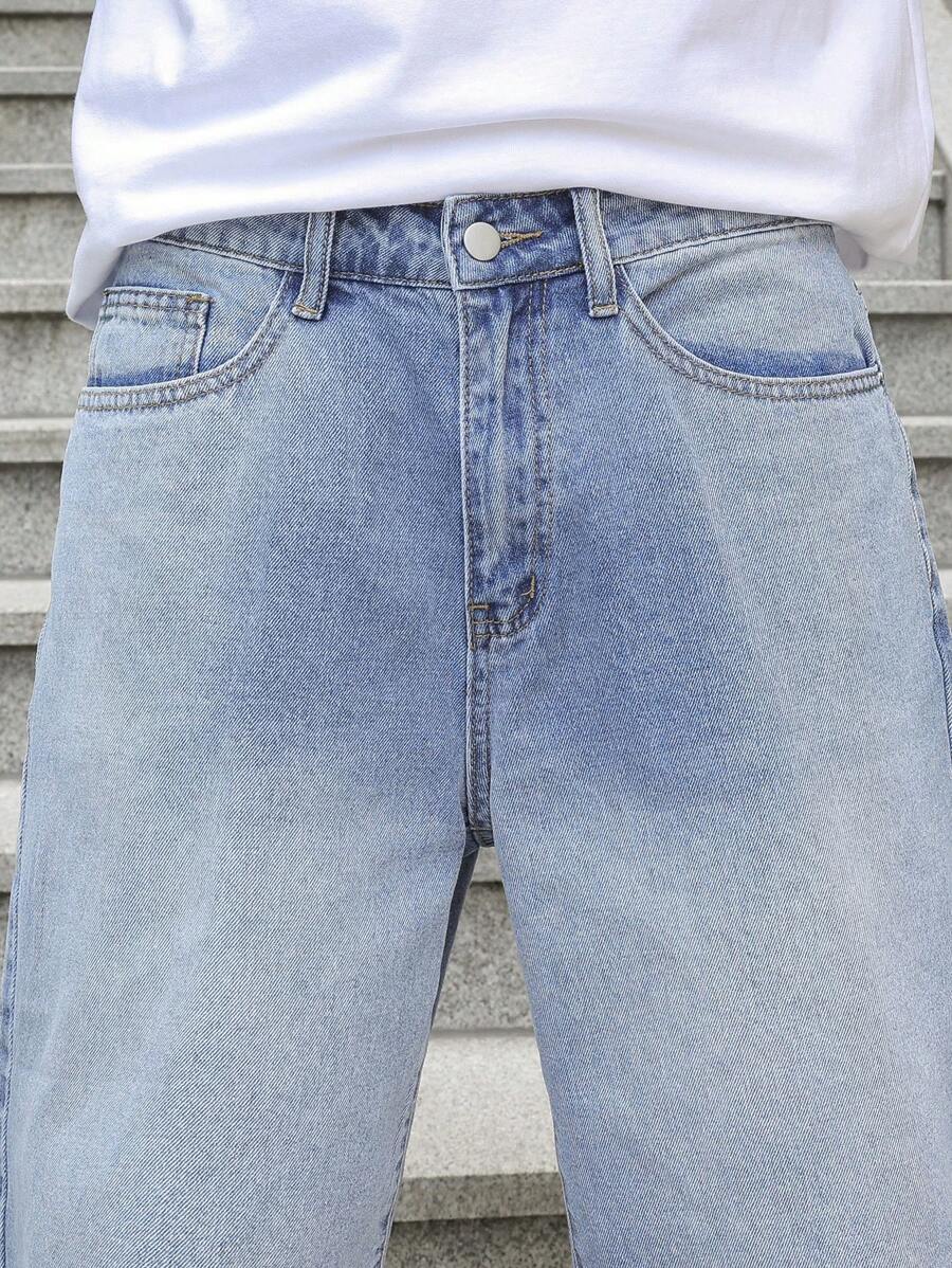 Men's Washed Distressed Denim Shorts