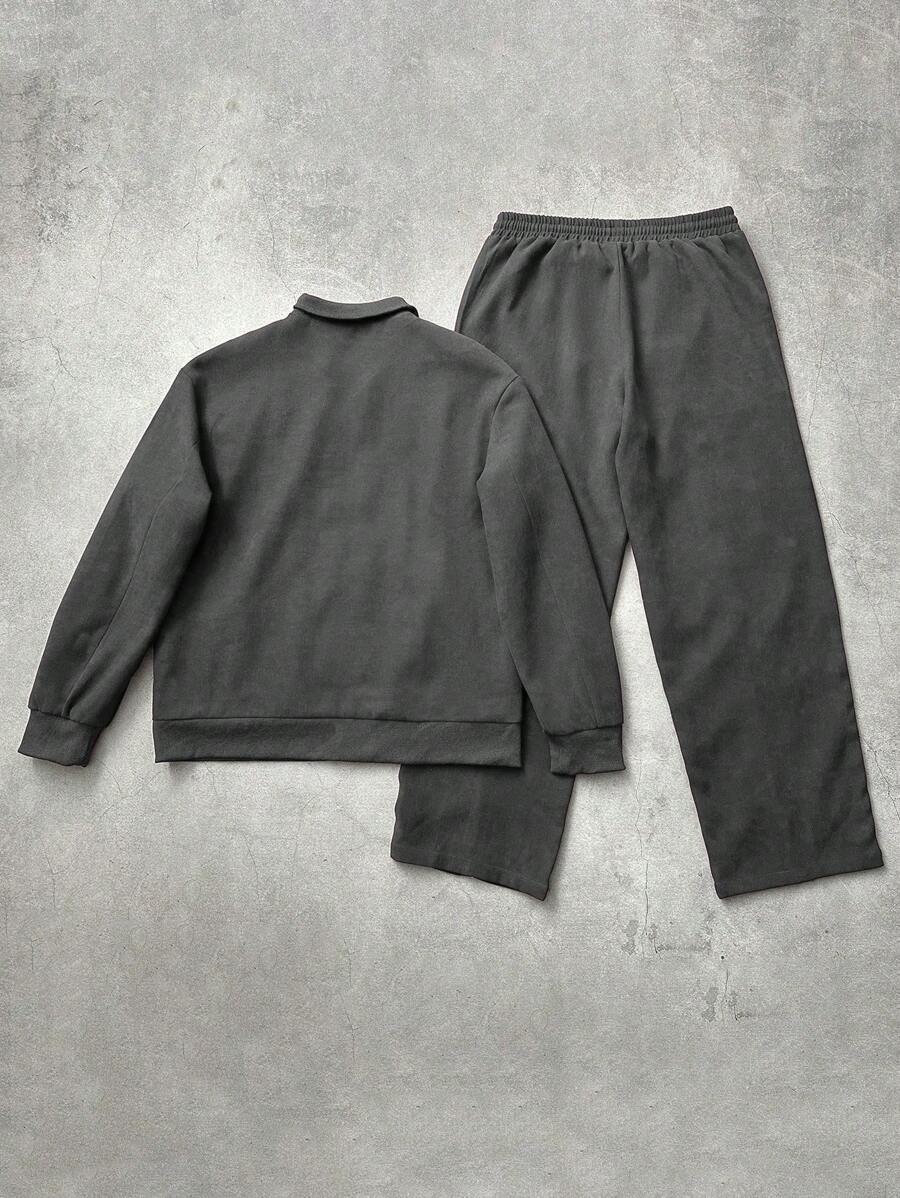 Men's 2pc Zip-Up Jacket And Drawstring Waist Long Pants Set