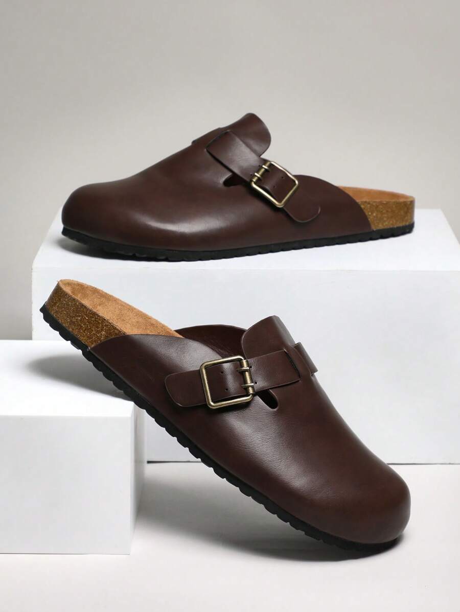 Men's Arch Support Cork Footbed Buckle Clogs