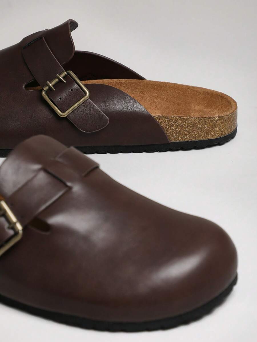 Men's Arch Support Cork Footbed Buckle Clogs