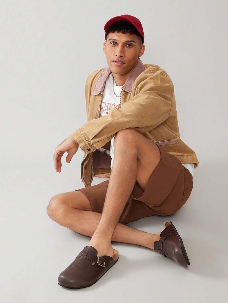 Men's Arch Support Cork Footbed Buckle Clogs