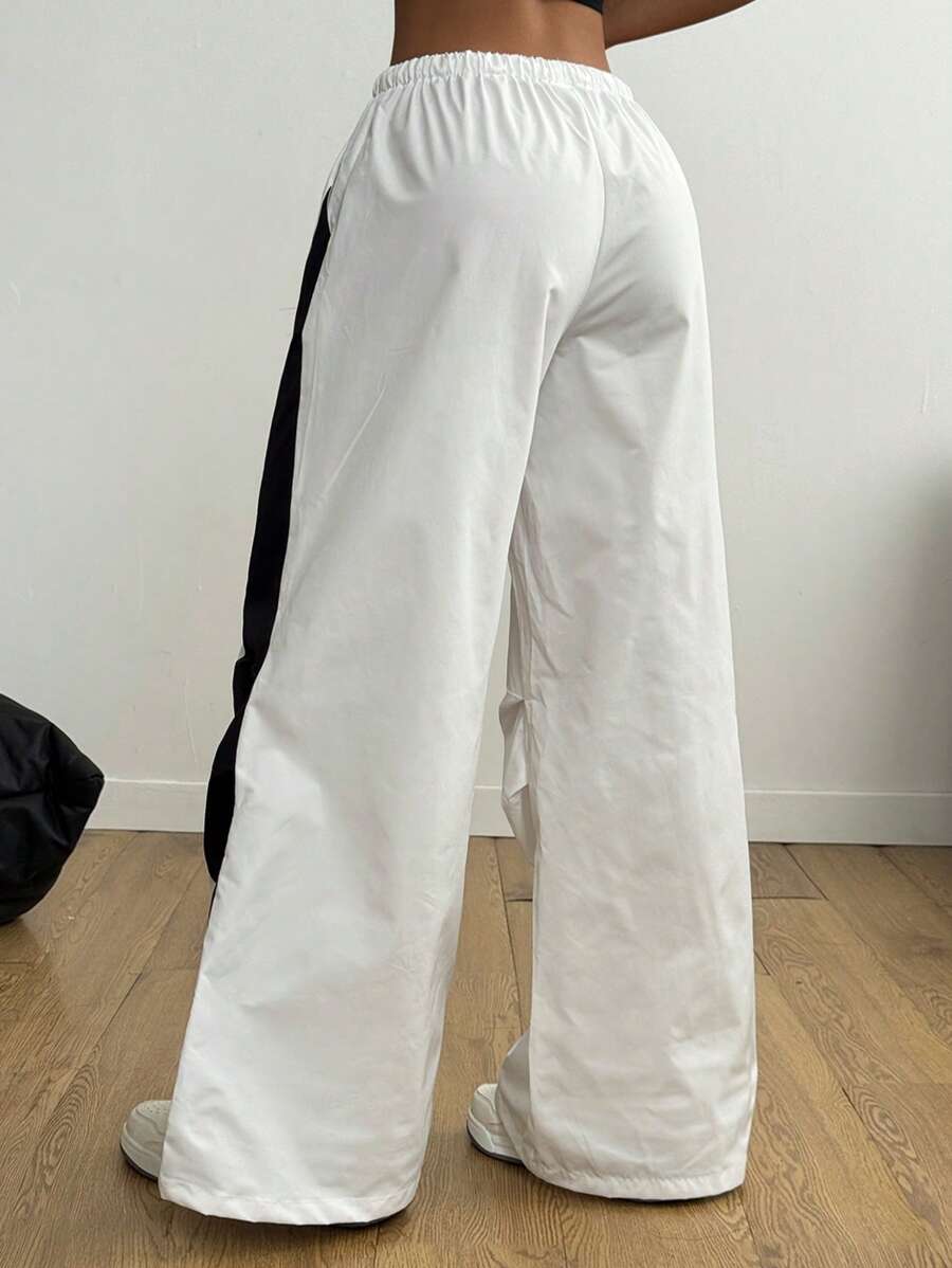 Women's Streetwear Color-Blocked Parachute Pants