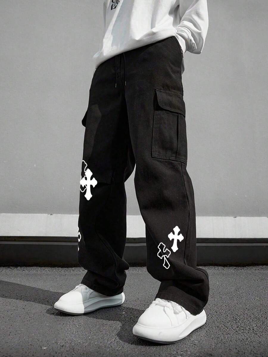 Loose Straight-Leg Cargo Pants Crosses