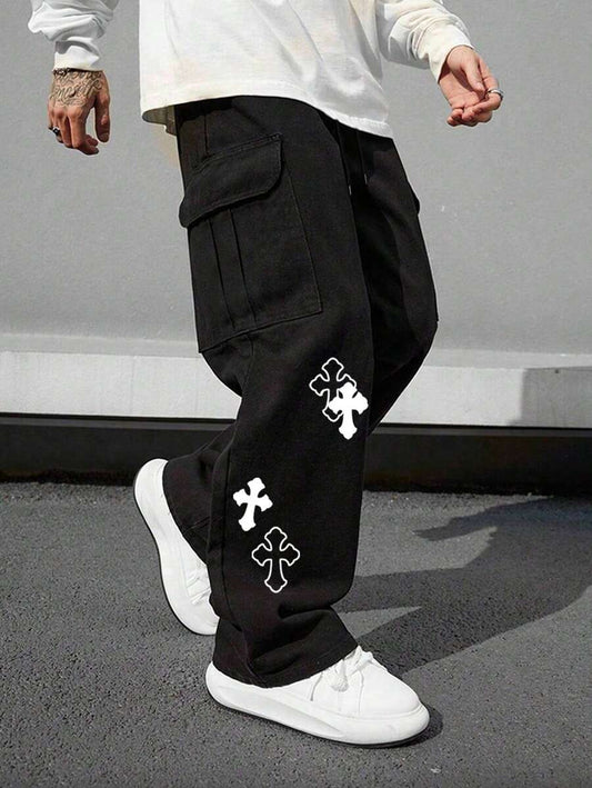 Loose Straight-Leg Cargo Pants Crosses