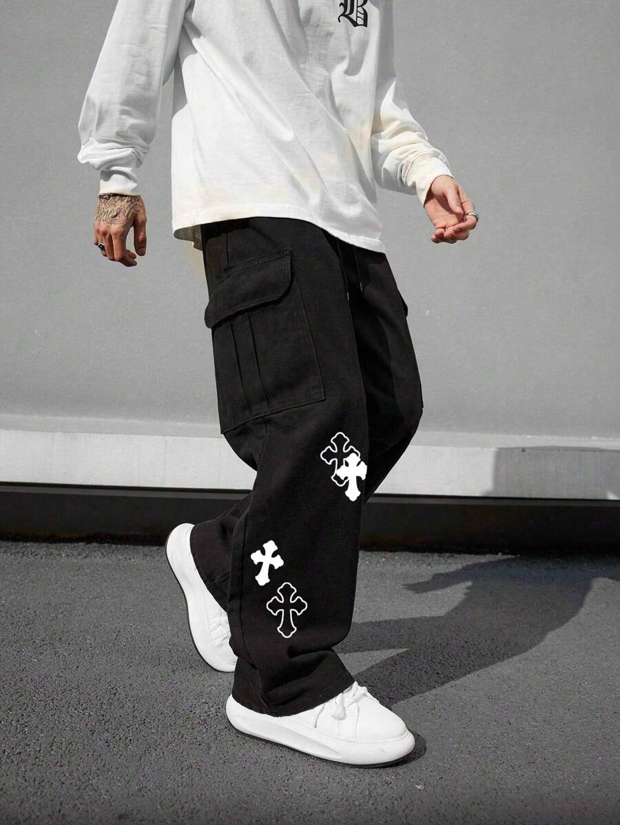 Loose Straight-Leg Cargo Pants Crosses