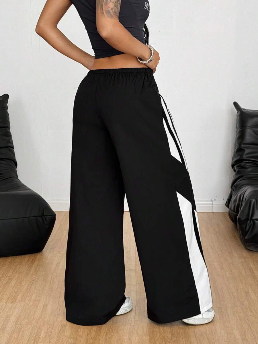 Women's Color-Blocked Baggy Parachute Pants