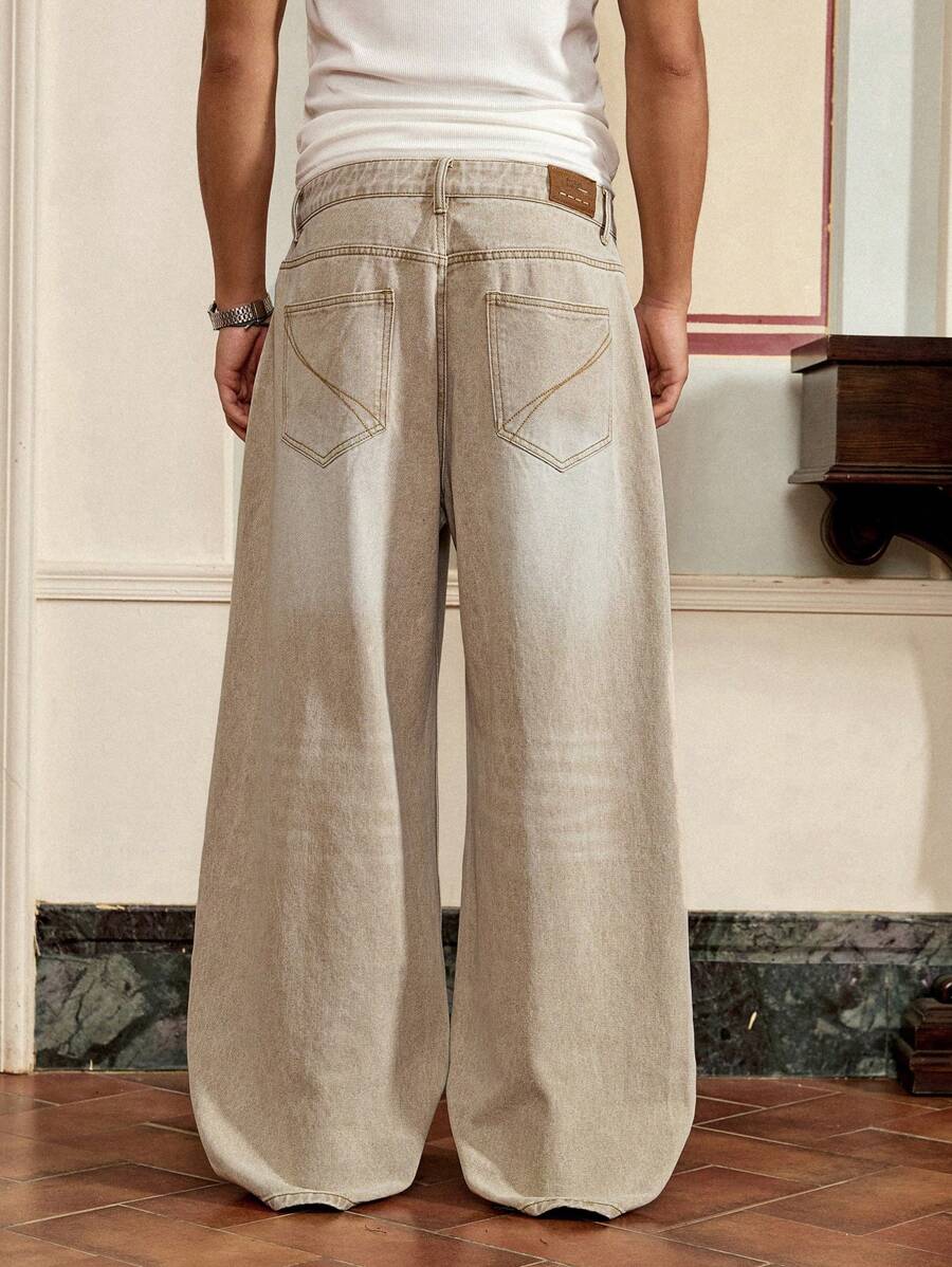 Men's Loose Fit Wide-Leg Pocket Jeans