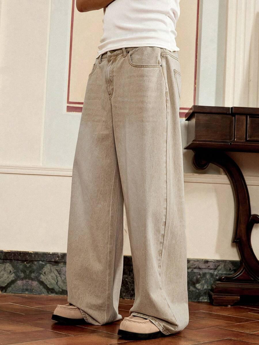 Men's Loose Fit Wide-Leg Pocket Jeans