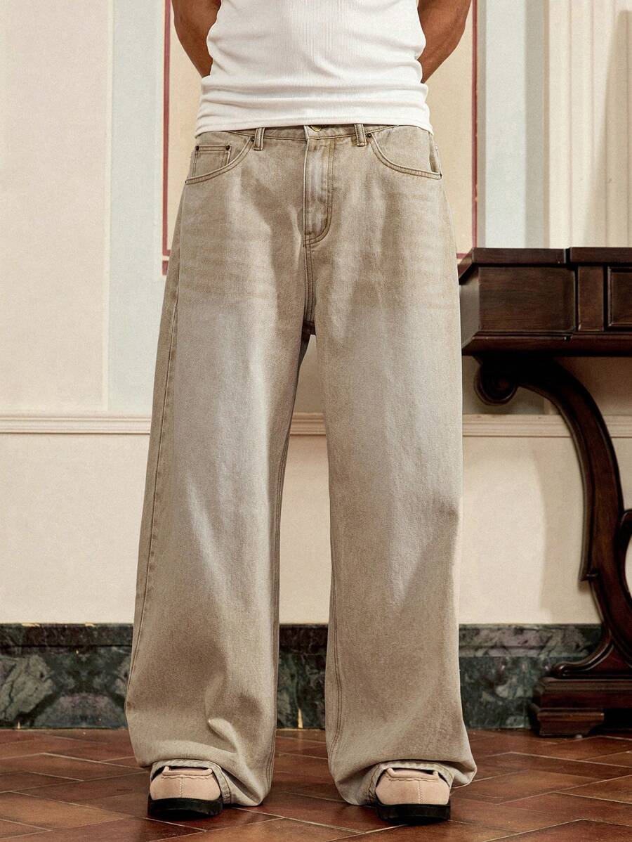 Men's Loose Fit Wide-Leg Pocket Jeans