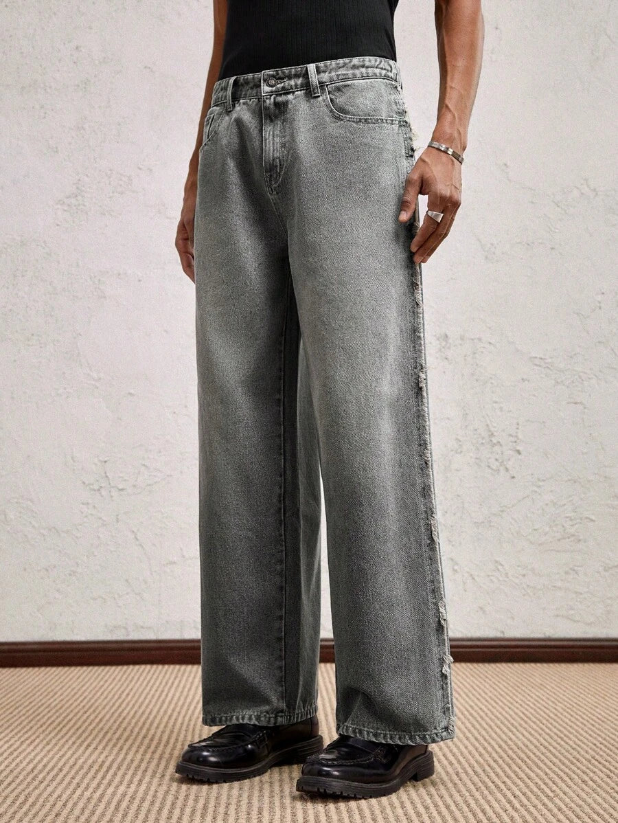 Men's Business Casual Straight Fit Mid-Rise Casual Jeans