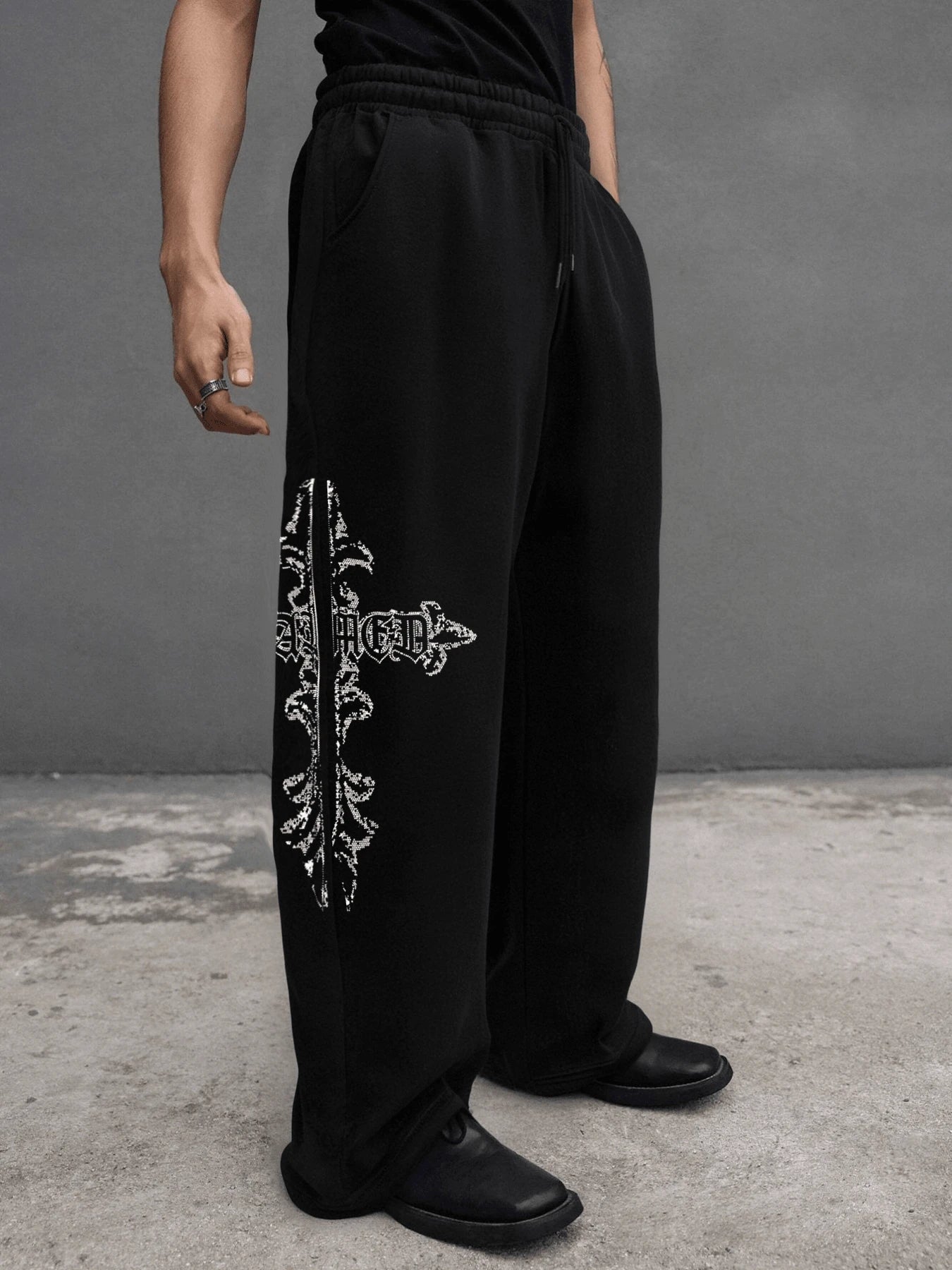 Cross Print Straight Leg Unisex Sweatpants