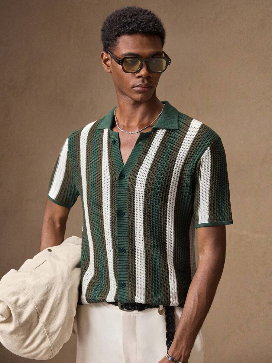 Men's Knitted Short Sleeve Cardigan