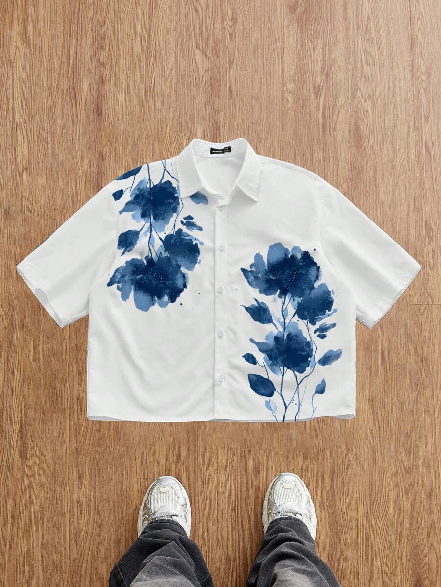 Men's Floral Casual Short Sleeve Shirt