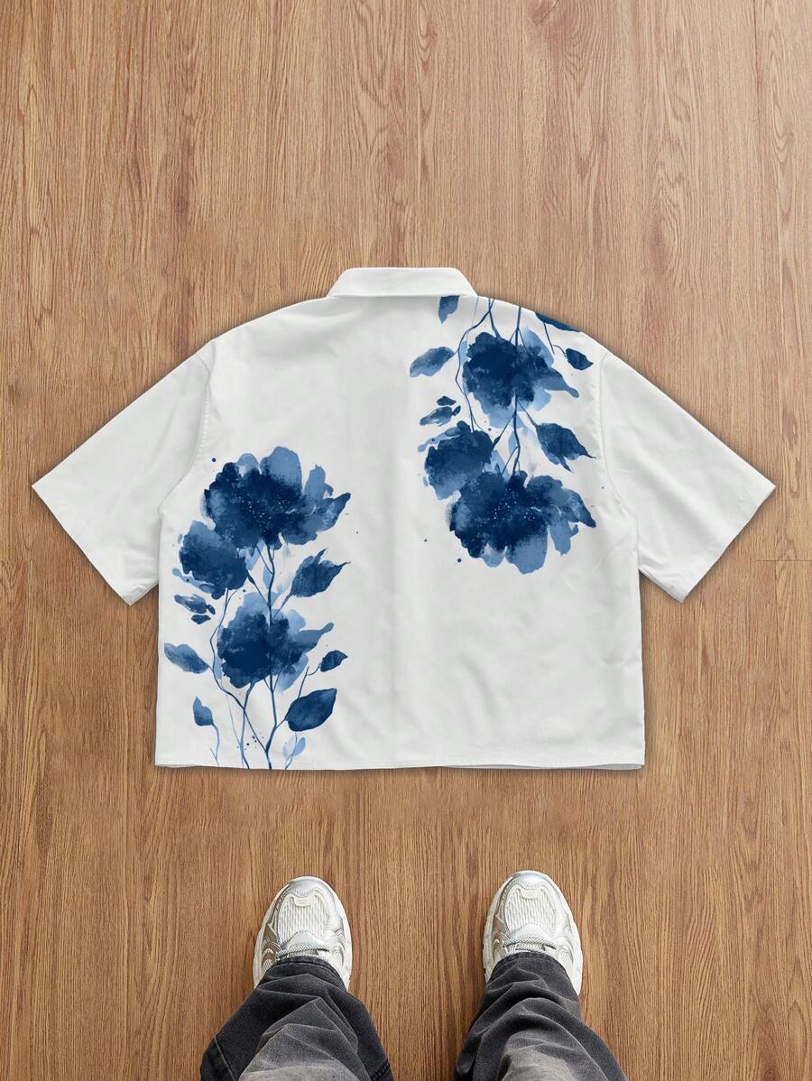 Men's Floral Casual Short Sleeve Shirt