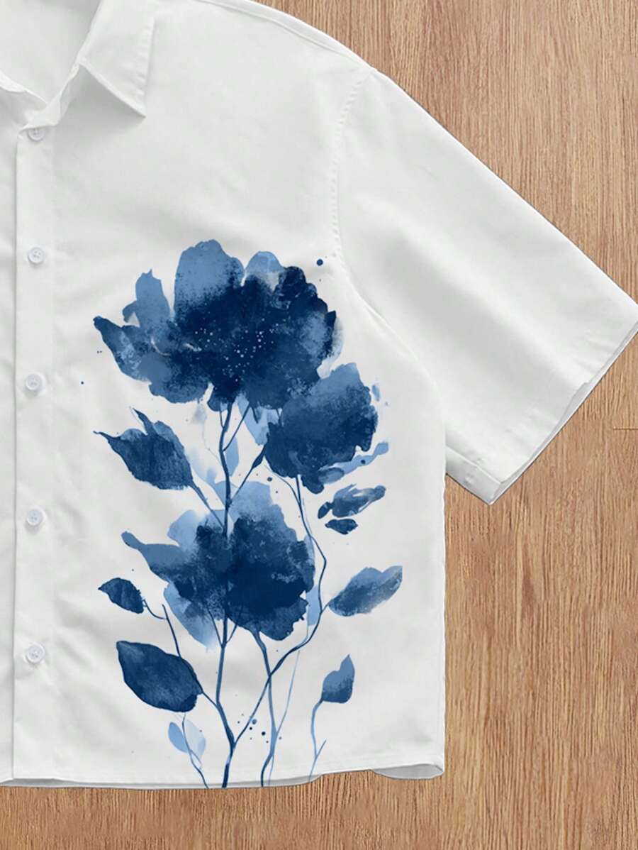 Men's Floral Casual Short Sleeve Shirt