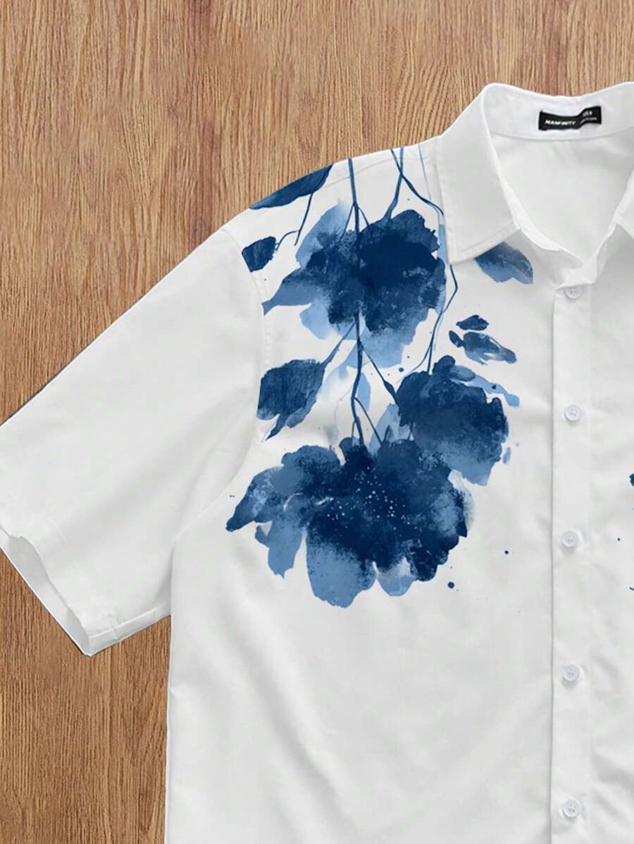 Men's Floral Casual Short Sleeve Shirt