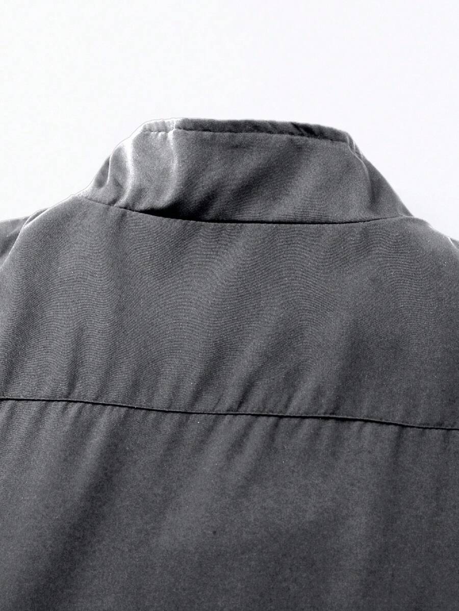 Men's Letter Print Contrast Color Long Sleeve Frog Button Jacket