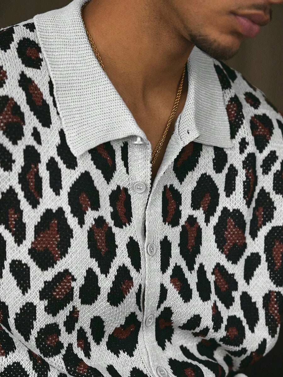 Short Sleeve Loose Fit Knit Shirt For Men