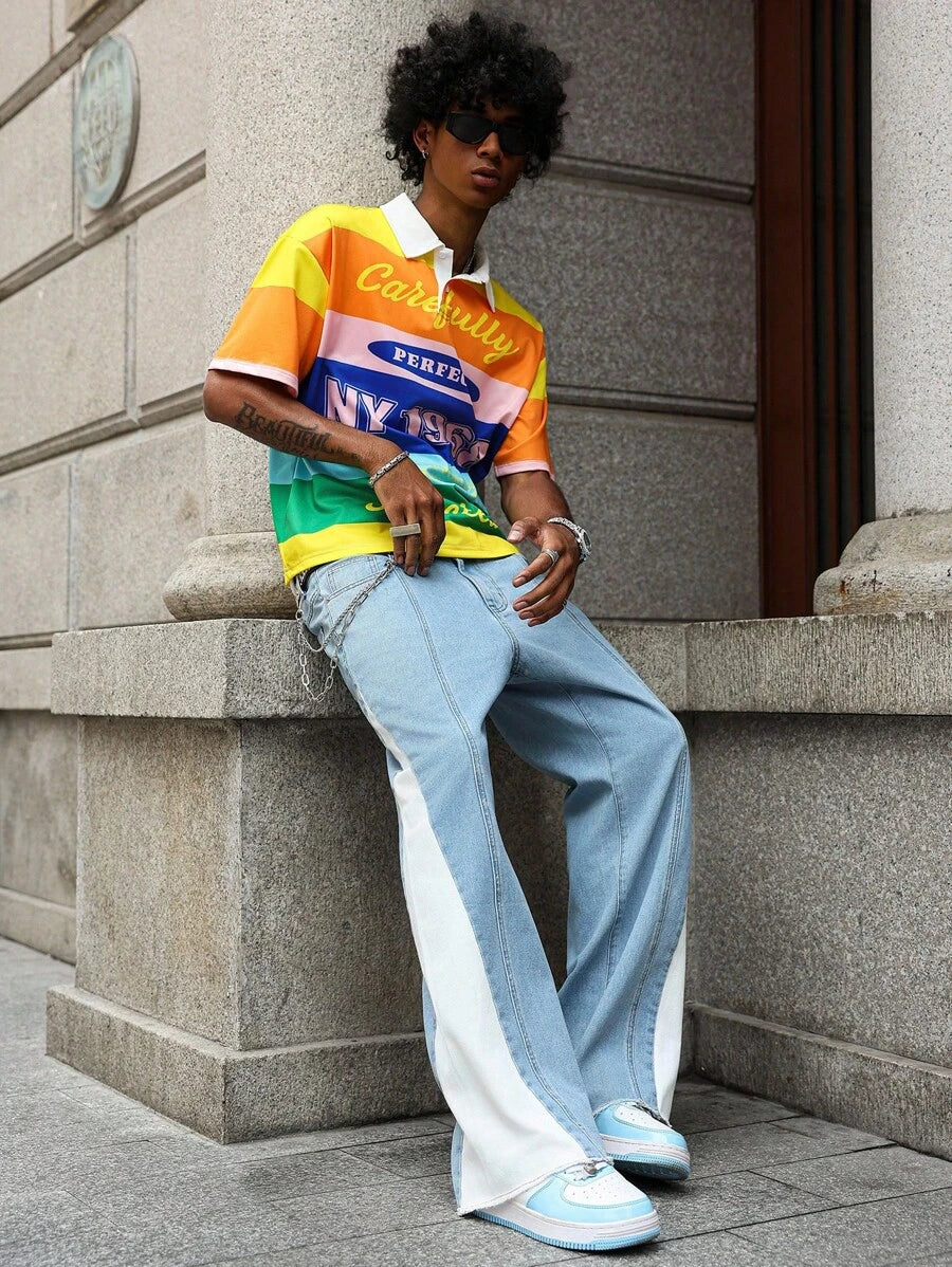 Unisex High Waisted Loose Flare Leg Casual Pants