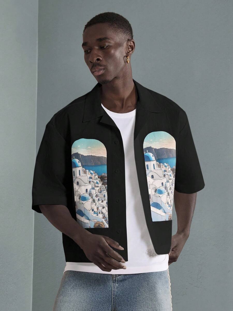 Print Button-Up Resort Shirt