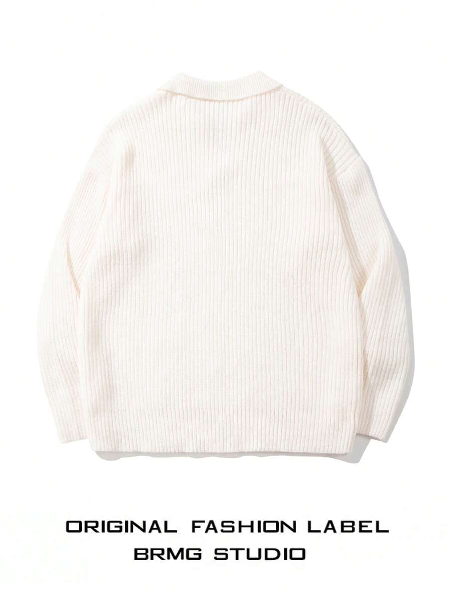 Men's Ribbed Polo Neck Sweater,