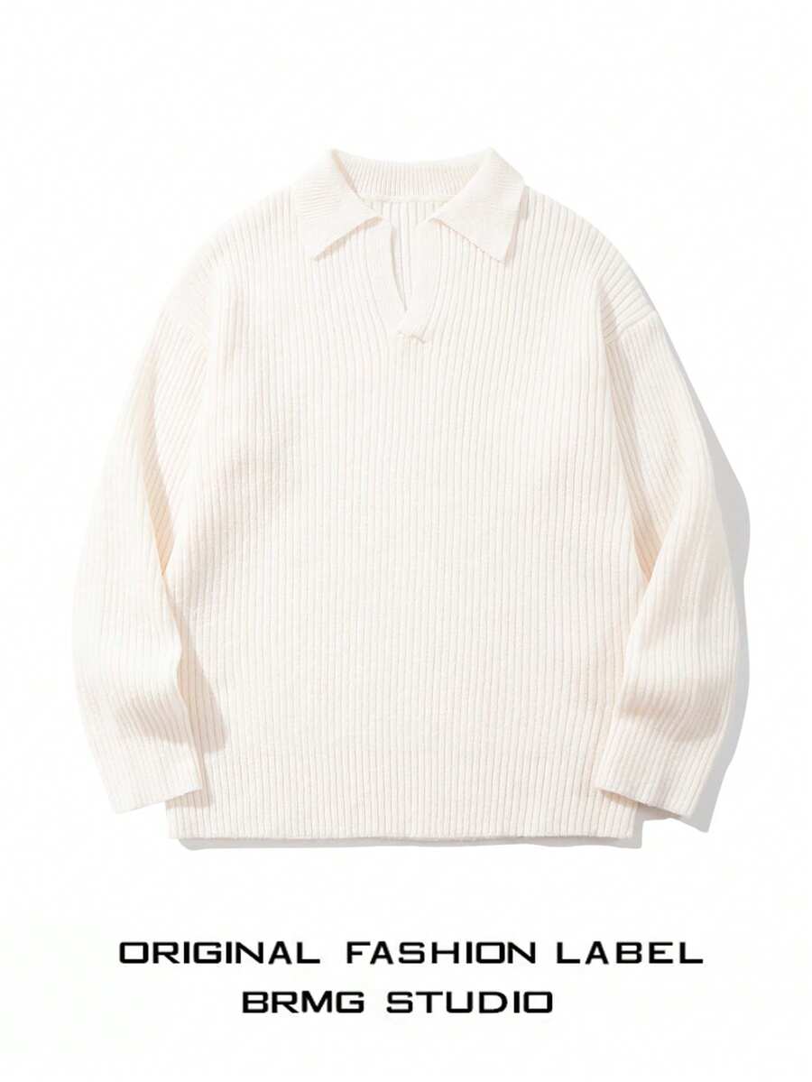 Men's Ribbed Polo Neck Sweater,