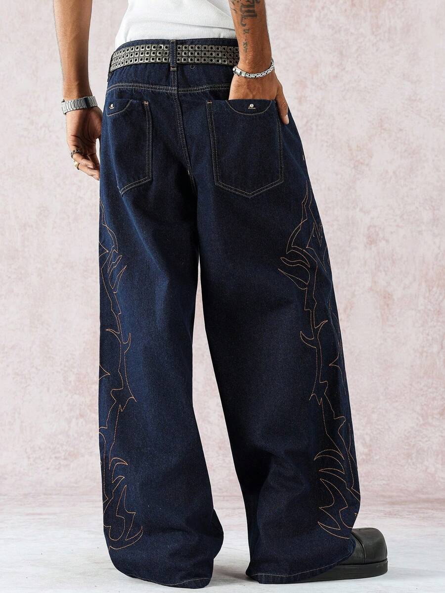 Distressed Wide Leg Black Baggy Jeans