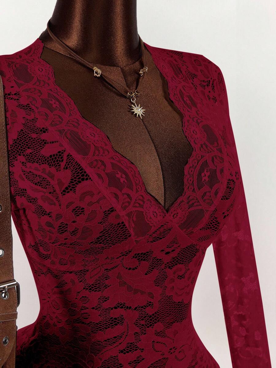 Sheer Low-Cut Hippie Style Mini Dress