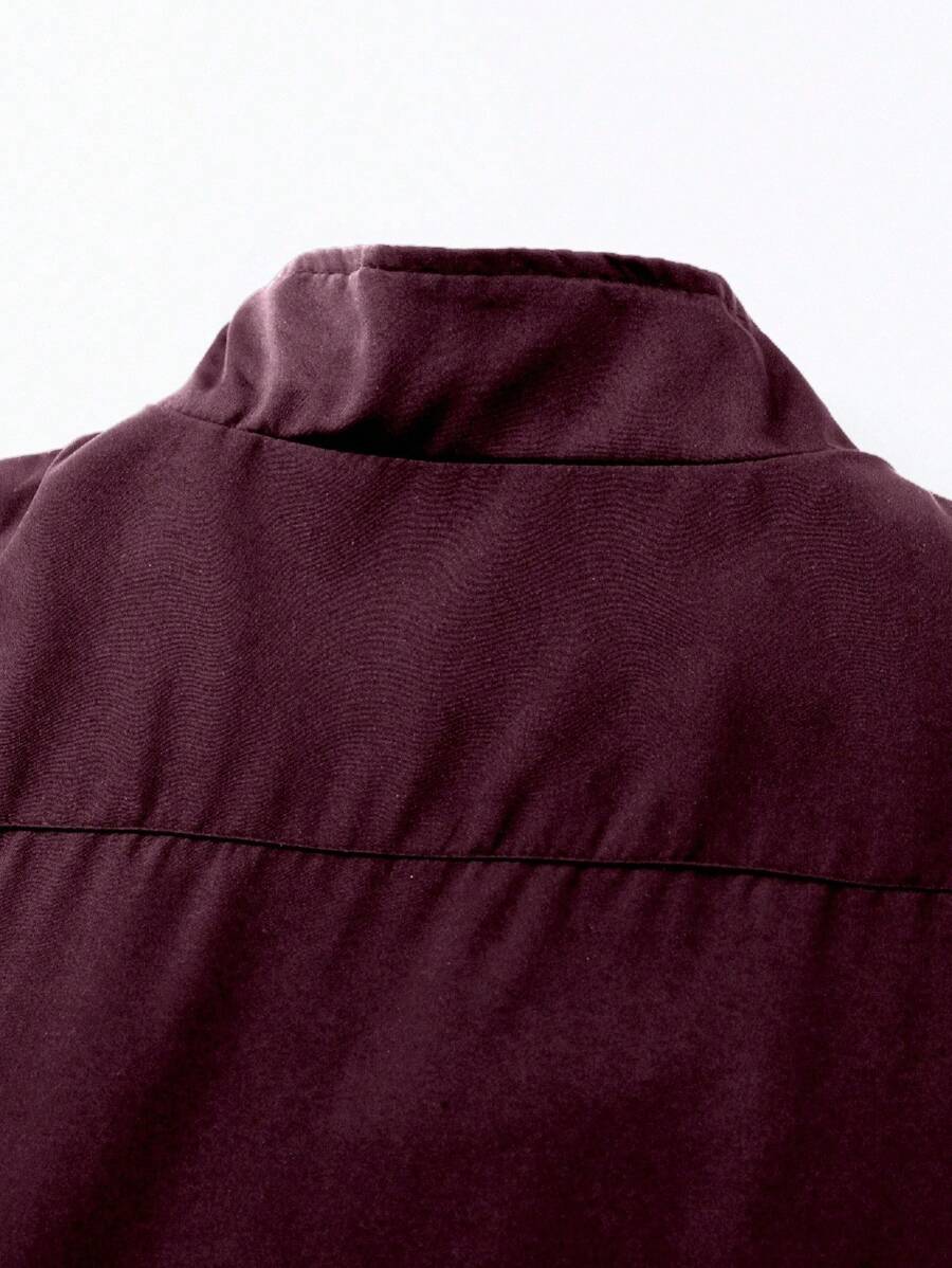 Men's Letter Print Contrast Color Long Sleeve Frog Button Jacket