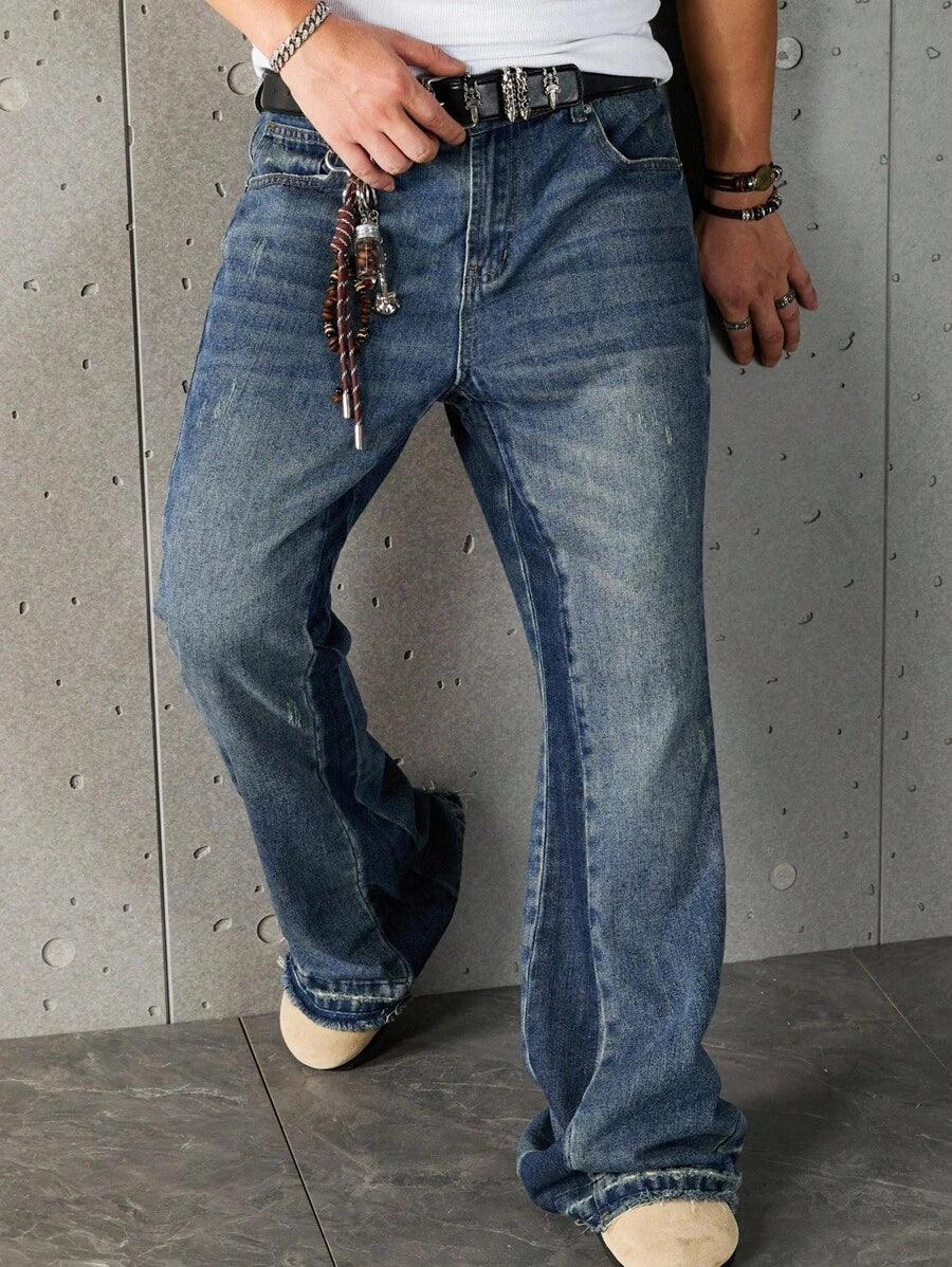 Unisex High Waisted Loose Flare Leg Casual Pants