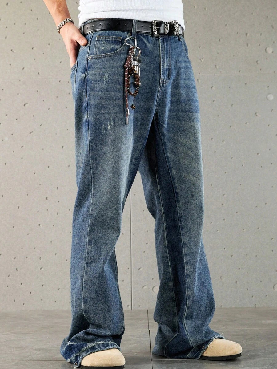 Unisex High Waisted Loose Flare Leg Casual Pants