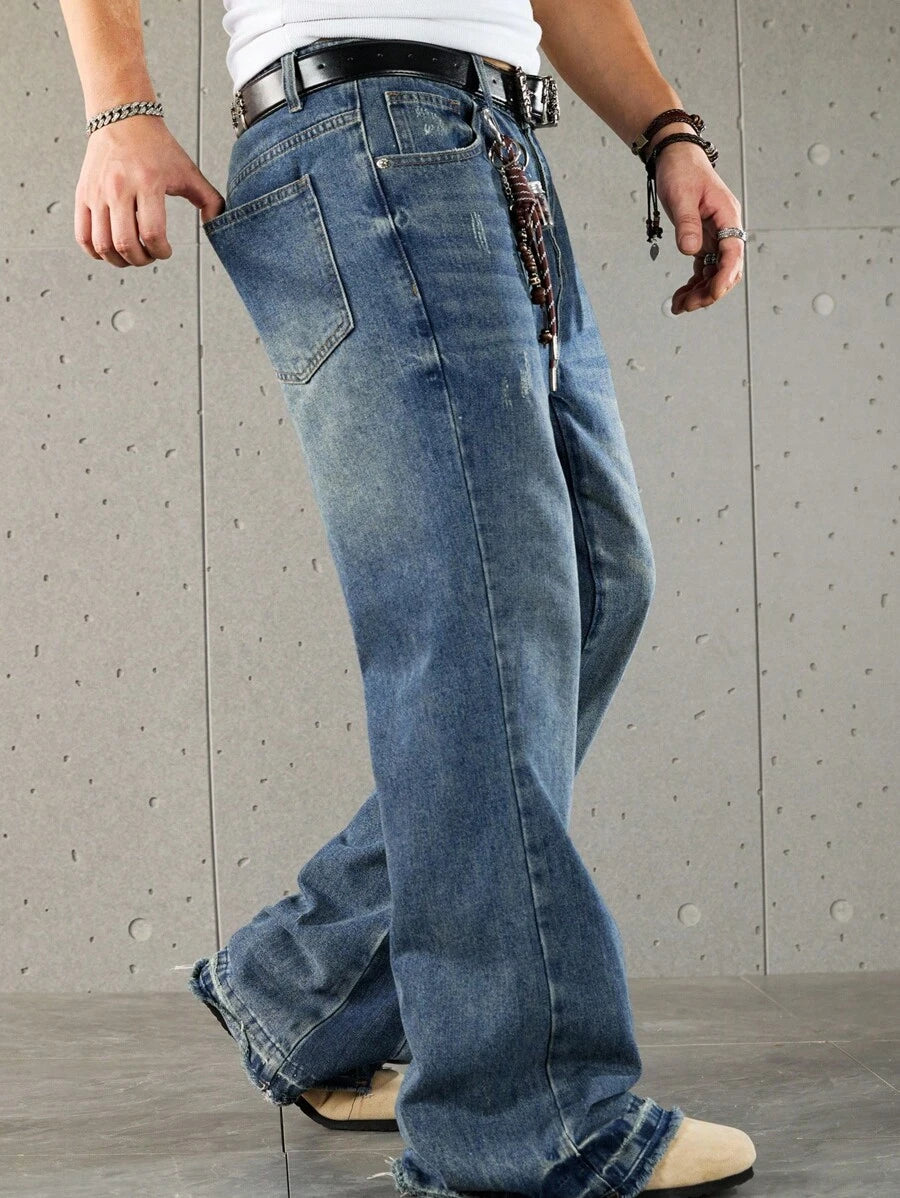 Unisex High Waisted Loose Flare Leg Casual Pants