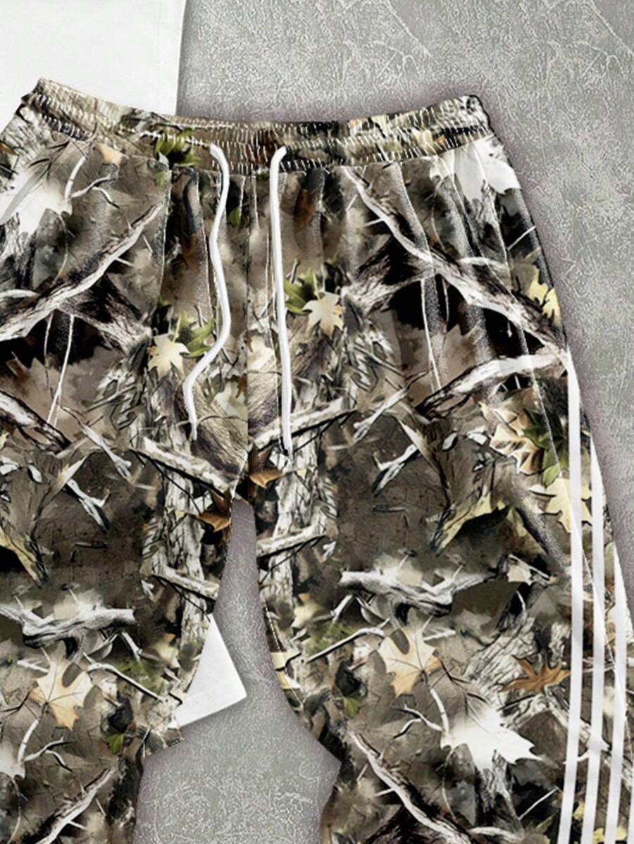 Camo Portrait Print T-Shirt Pants Set