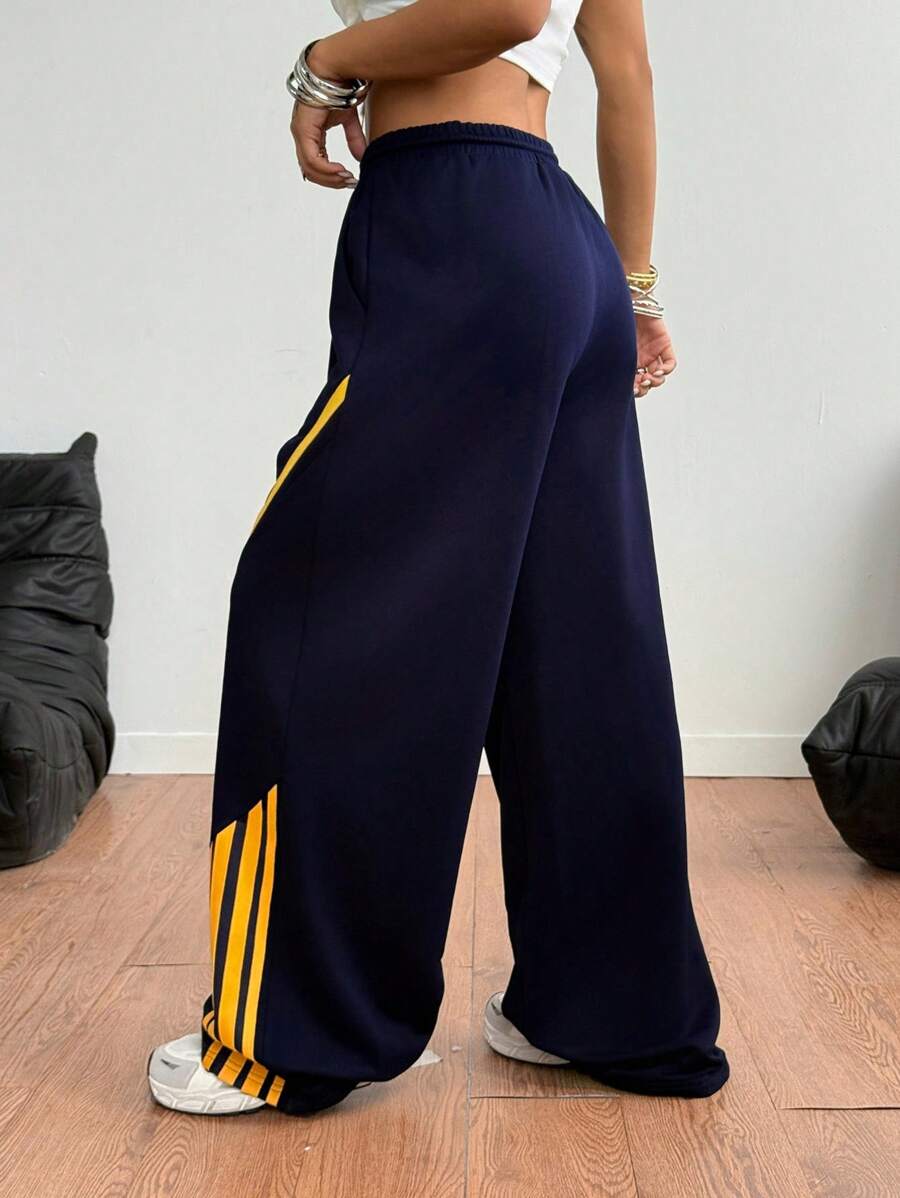 Women's Yellow Contrast Webbing Sweatpants
