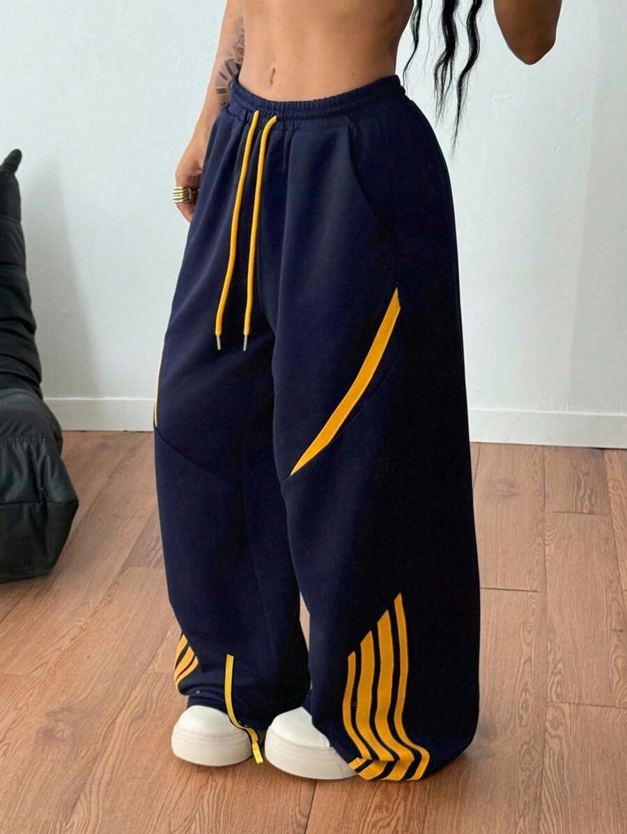 Women's Yellow Contrast Webbing Sweatpants