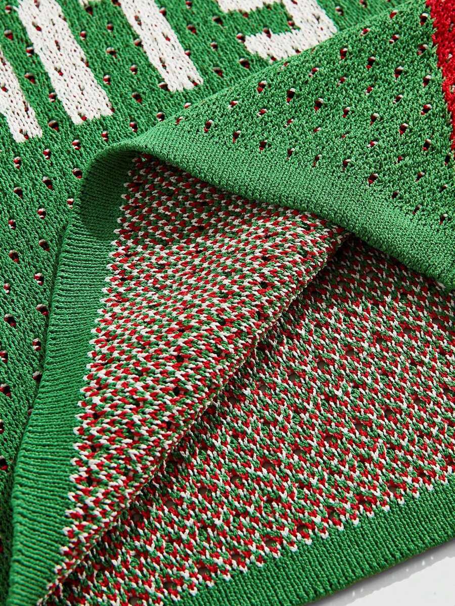 Men's Loose Fit Contrast Color Short Sleeve Knit Top Jersey