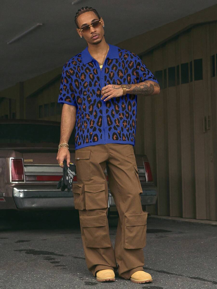 Short Sleeve Loose Fit Knit Shirt For Men