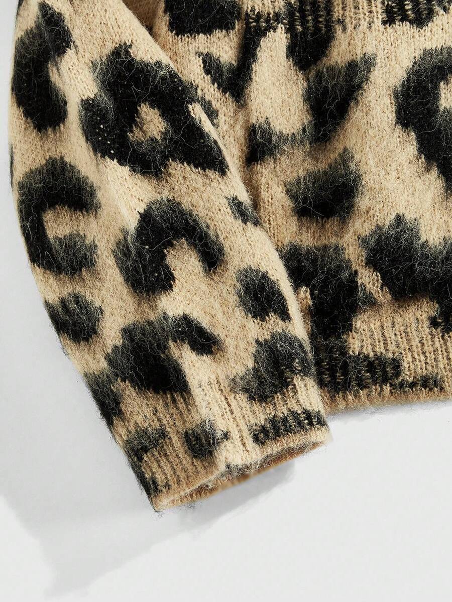 Men's Leopard Print Knit Cardigan