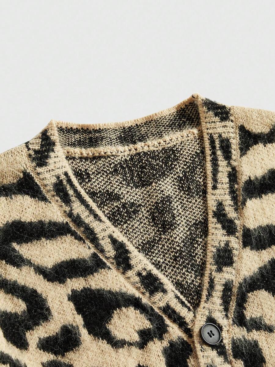 Men's Leopard Print Knit Cardigan