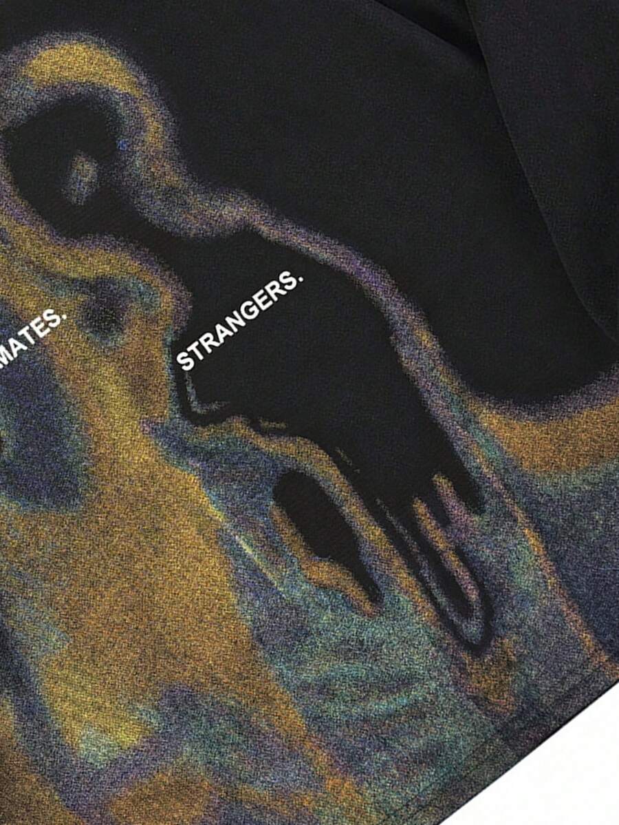 Retro Silhouette Figure Print Hoodie