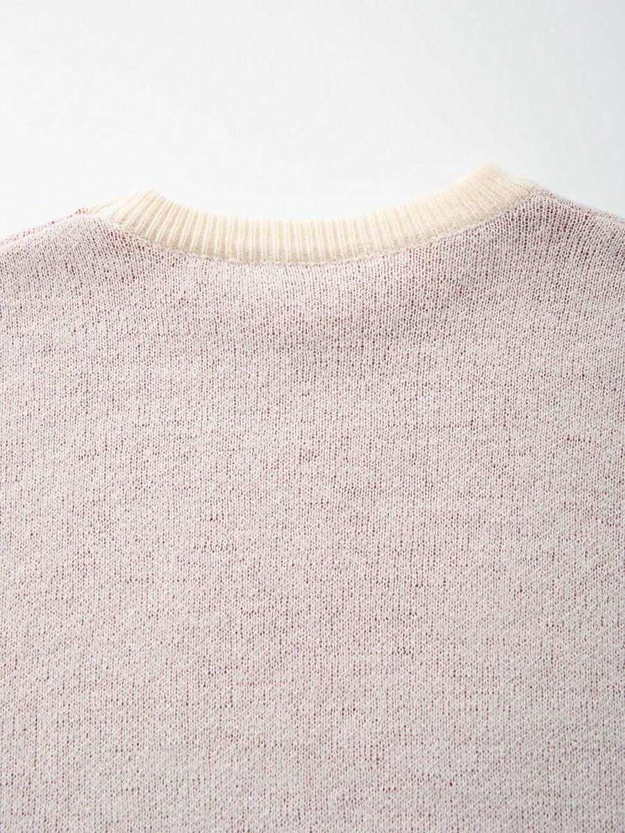 Men's Casual Crew Neck Heart Pattern Knit Sweater