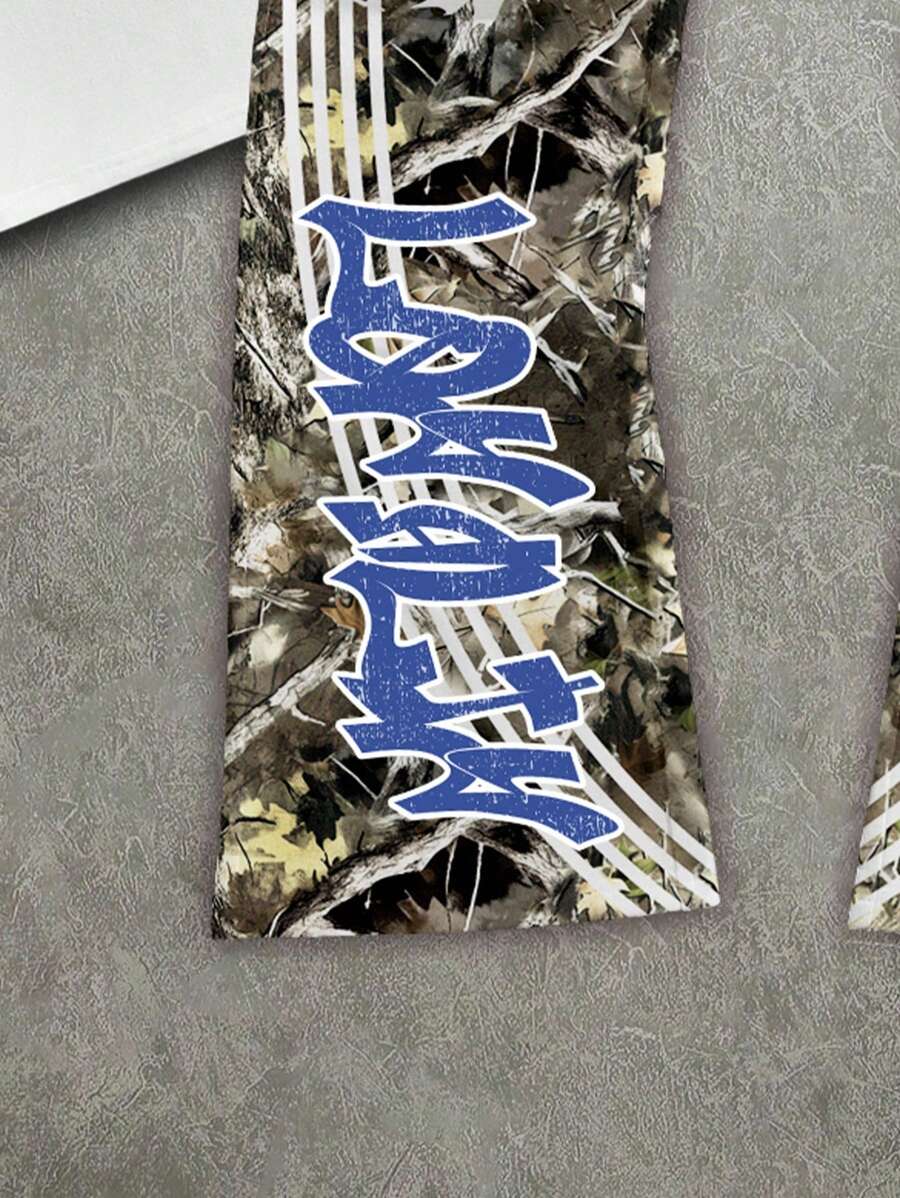 Camo Portrait Print T-Shirt Pants Set