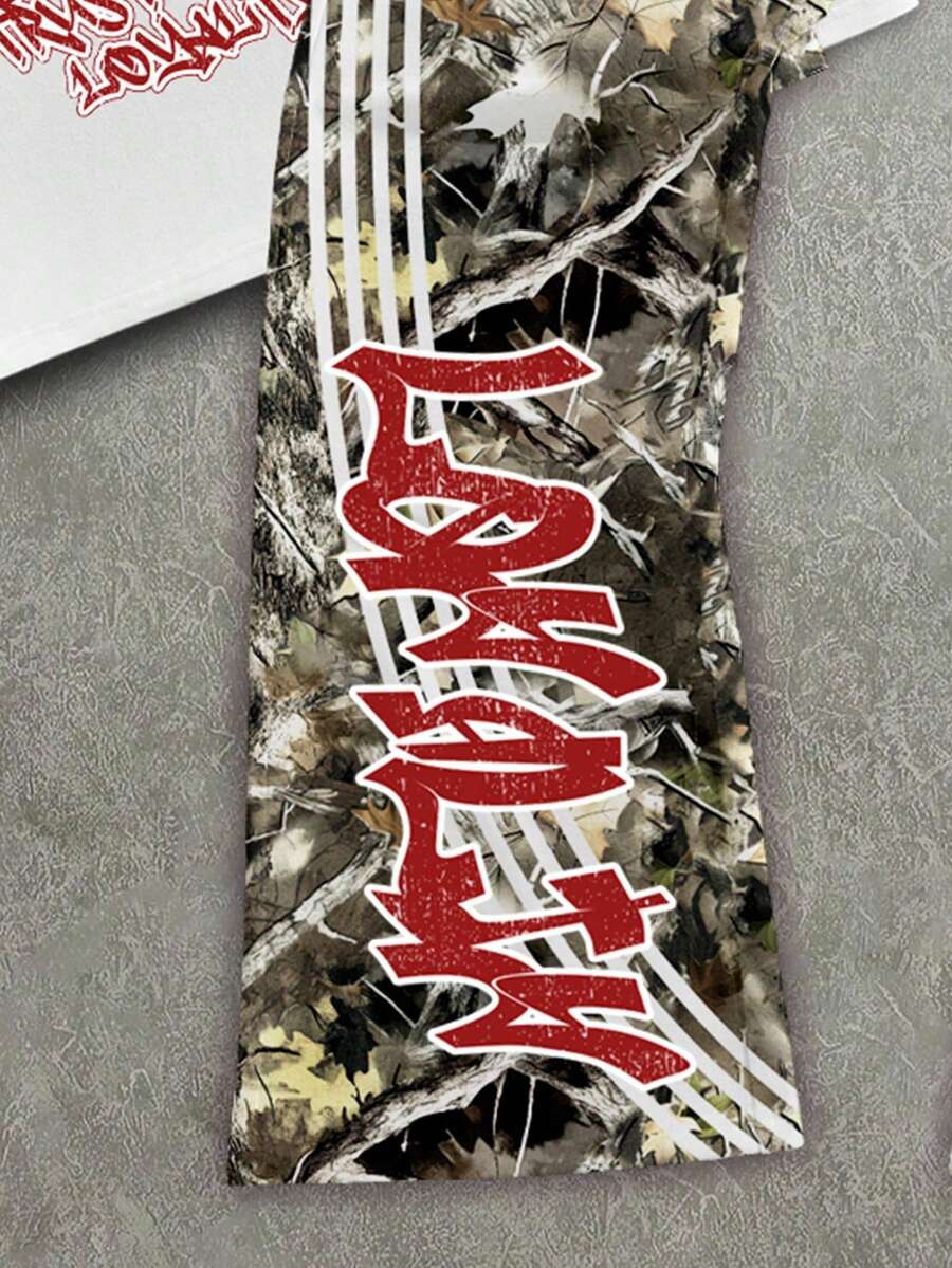 Camo Portrait Print T-Shirt Pants Set