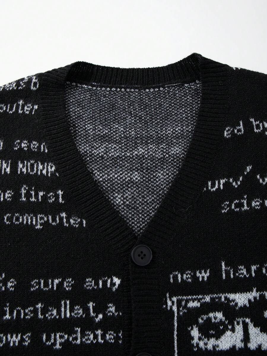 Unisex Casual Vintage Jacquard Knit Cardigan