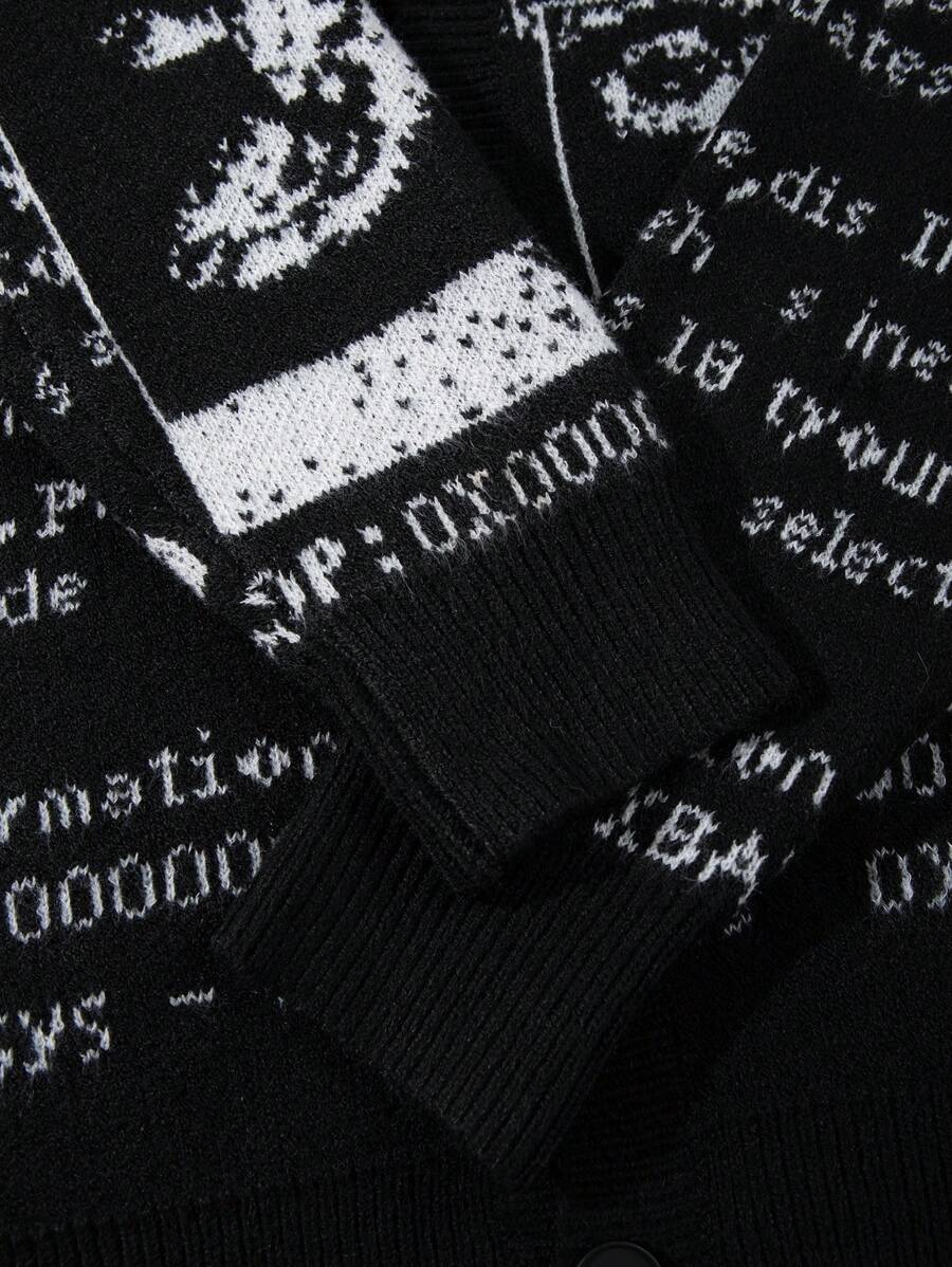 Unisex Casual Vintage Jacquard Knit Cardigan