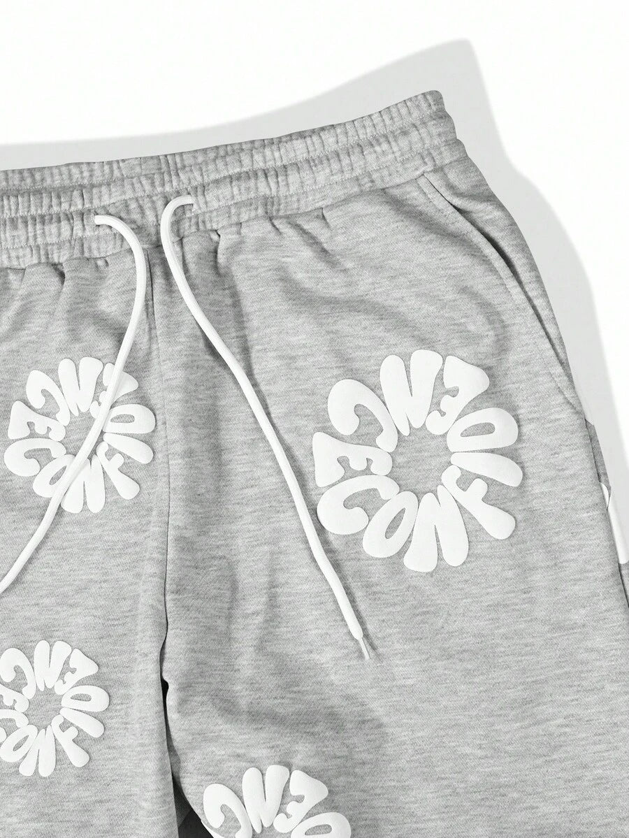 Men's Letter Print Hoodie And Sweatpants Set