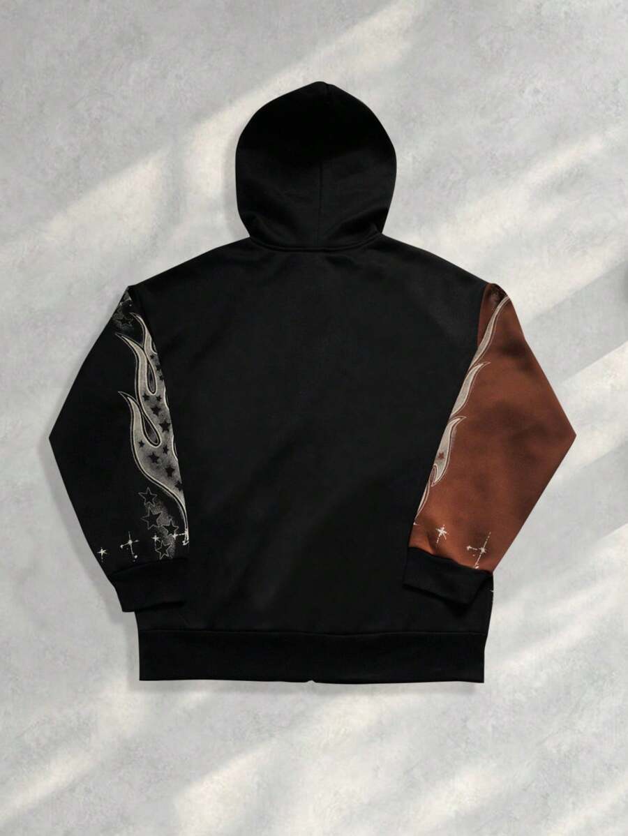 Men's Letter Graphic Print Zip-Up Hoodie
