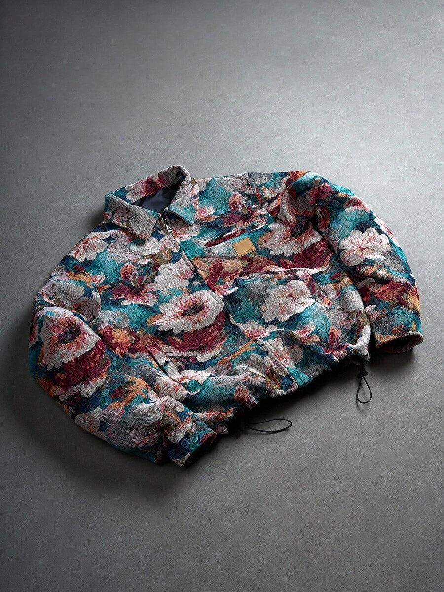 Men's Retro Jacquard Woven Bomber Jacket
