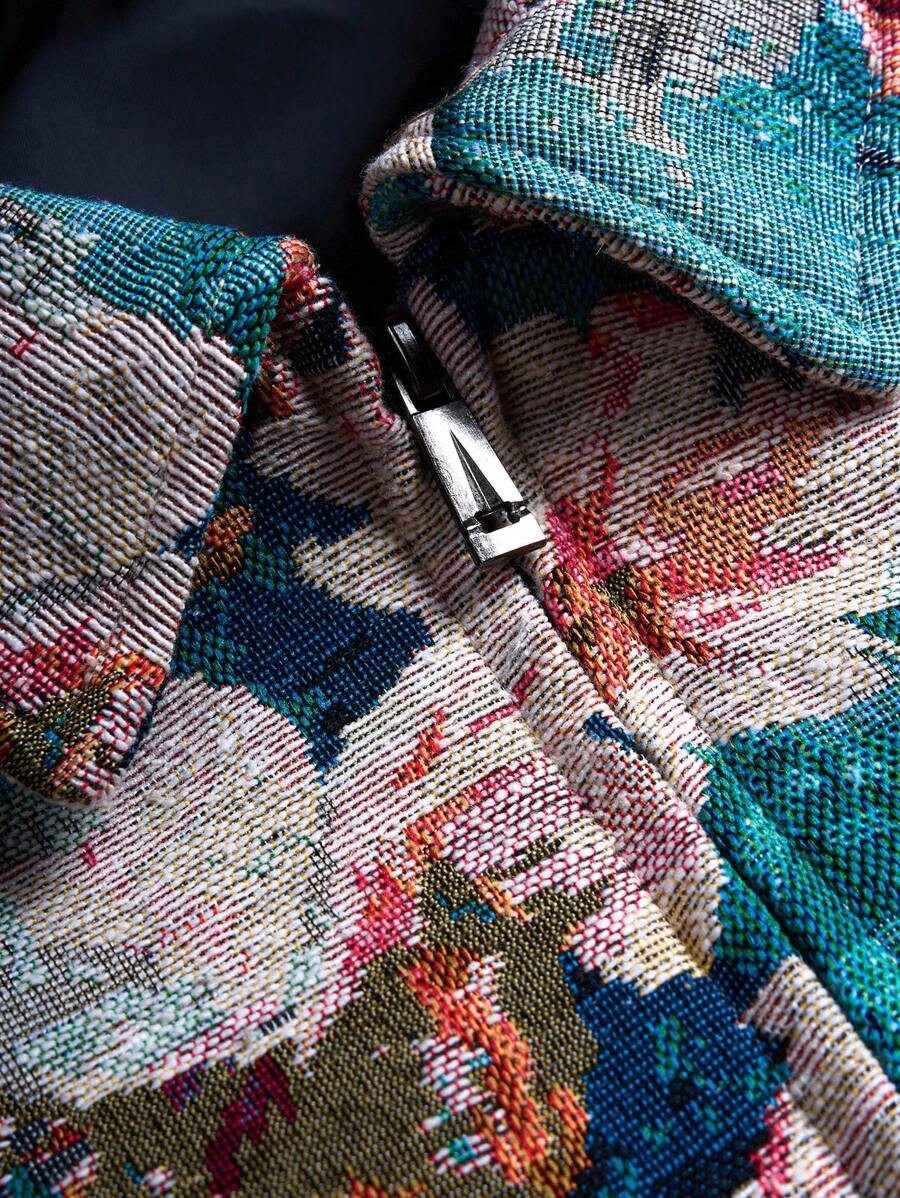 Men's Retro Jacquard Woven Bomber Jacket